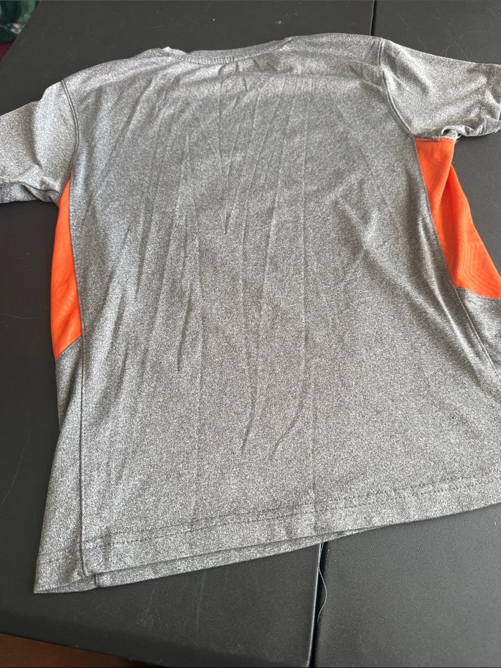 Gray Kids Performance Tee with Orange & Green 'U' Graphic